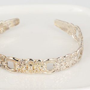 Vintage Silver Toned Oneida Marked Bangle Bracelet Open Spoon Handle MCM